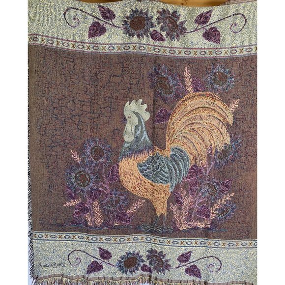 Rooster Farm Chicken Farm Life Woven Tapestry Wall Hanging By Deb Strain 58X51" - Picture 11 of 13